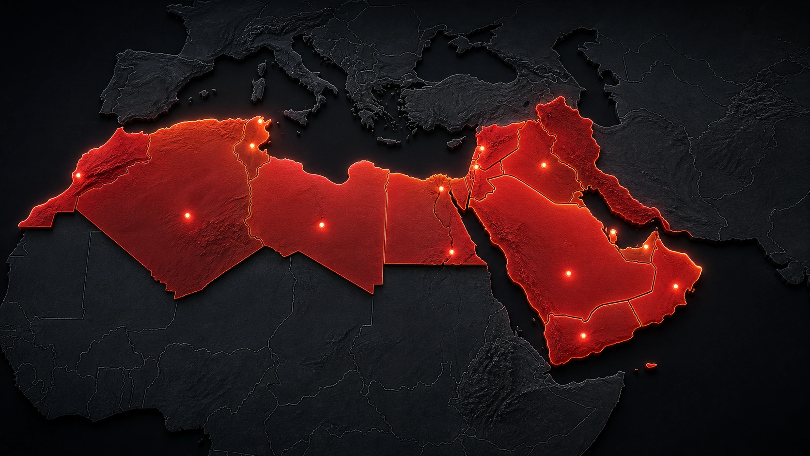 Map of Arab markets available for AI advertising campaigns